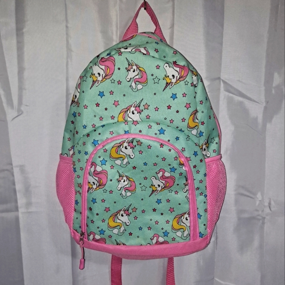 Unicorn 🦄 Backpack Girl's 15-inch Pink and Green 4 Compartments Back to School